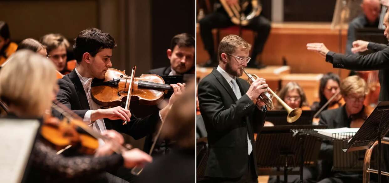 Violist Asher Zaccardelli and trumpeter Jason Lewis