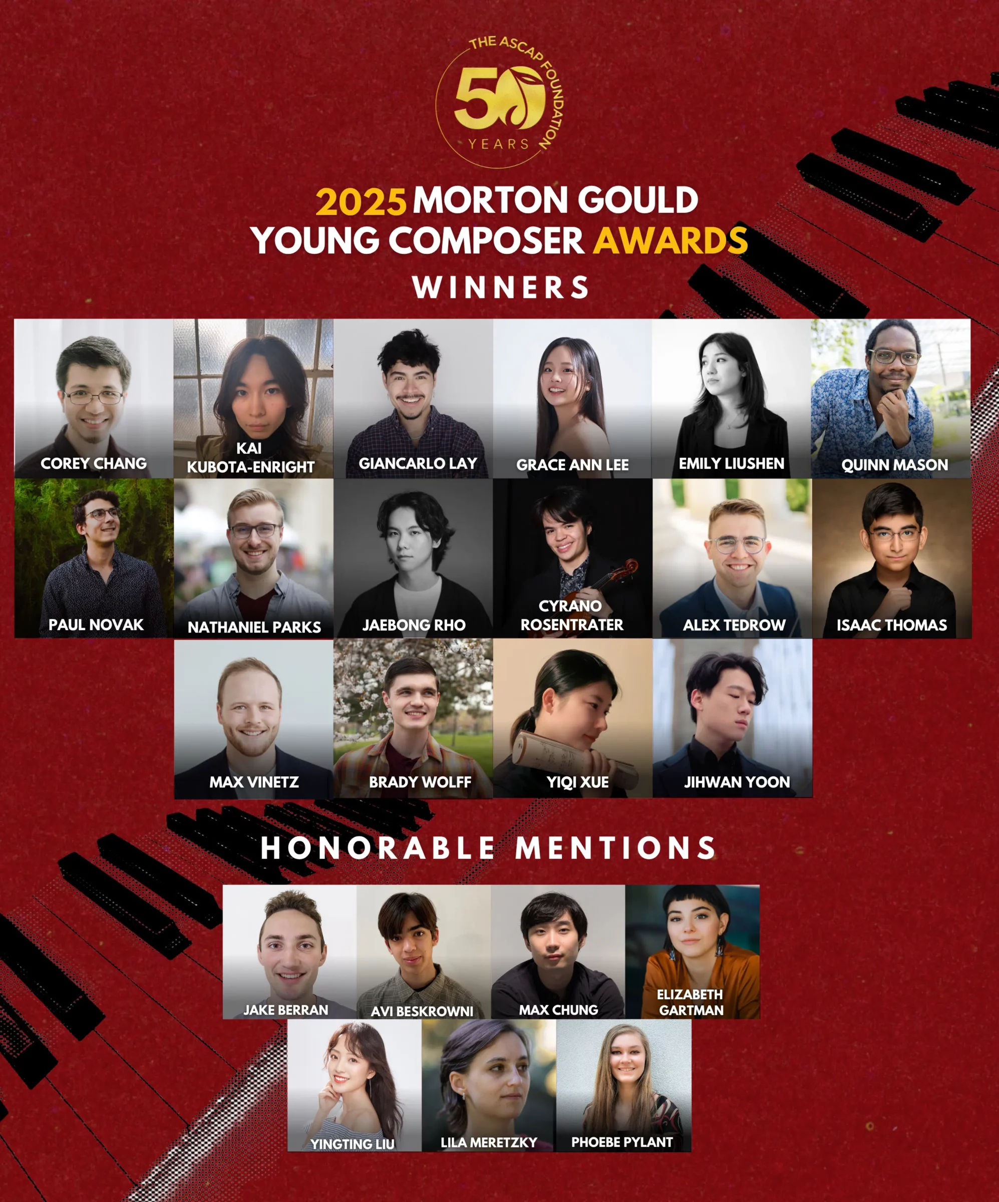 Recipients of 2025 Morton Gould Young Composer Awards